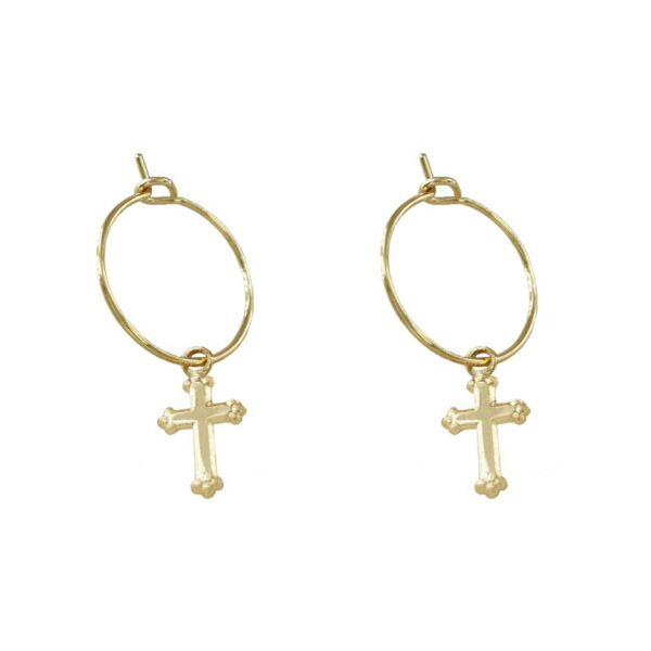 Boucles d'oreilles créoles croix Masha (unité)