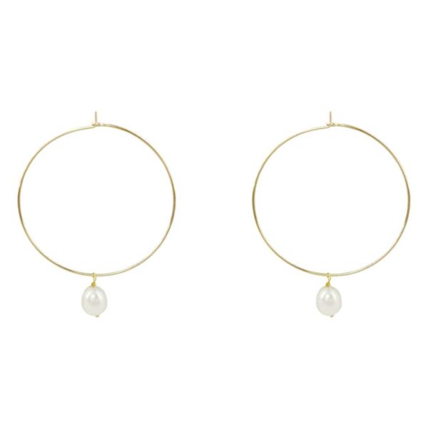 idée de cadeau bijoux femme les boucles d'oreilles créoles avec pendentif nacre en plaqué or