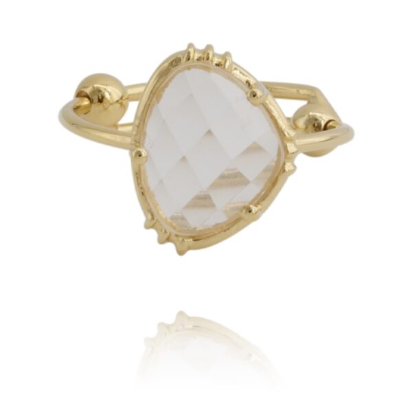 bague laiton doré et cristal de roche de la marque française Au fil de Lo