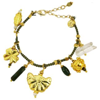 bracelet cordon kaki avec grigri marque bijoux française By Garance