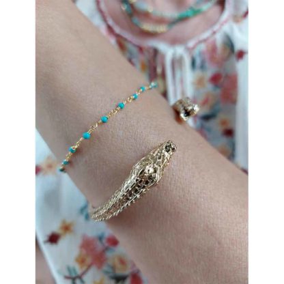 bracelet femme tendance turquoise et doré