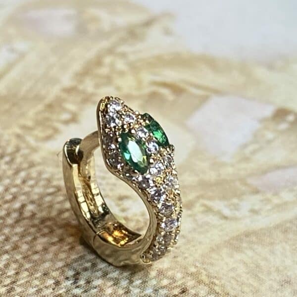 Boucle d'oreille Sapa serpent verte