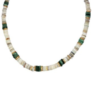 collier Bohemian Rhapsodie en perles plates pierres naturelles