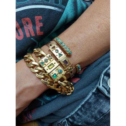 bracelet manchette doré or et pierres naturelles LA2L bijoux