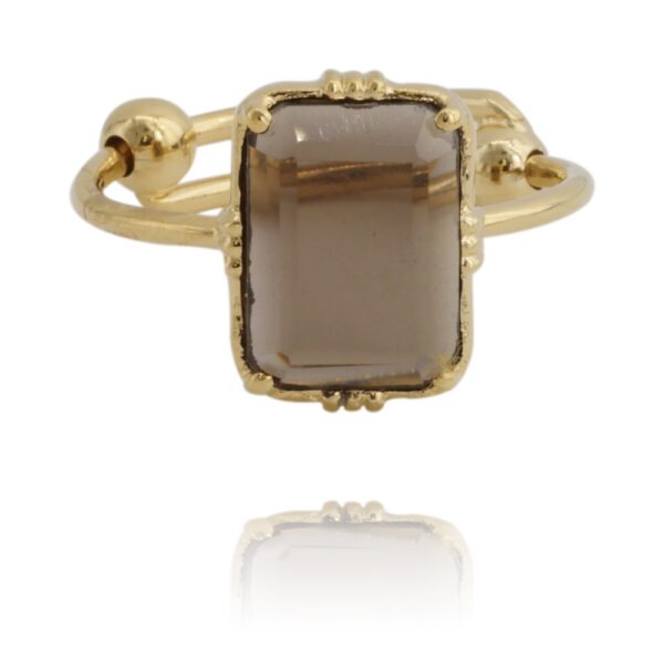 bague femme tendance pierre en quartz fumé par au fil de LO chez dolita