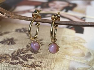 Boucles d'oreilles Laurine en quartz rose