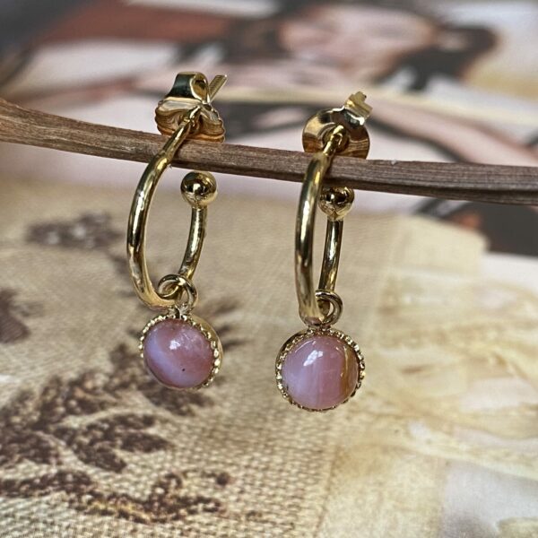 Boucles d'oreilles Laurine en quartz rose