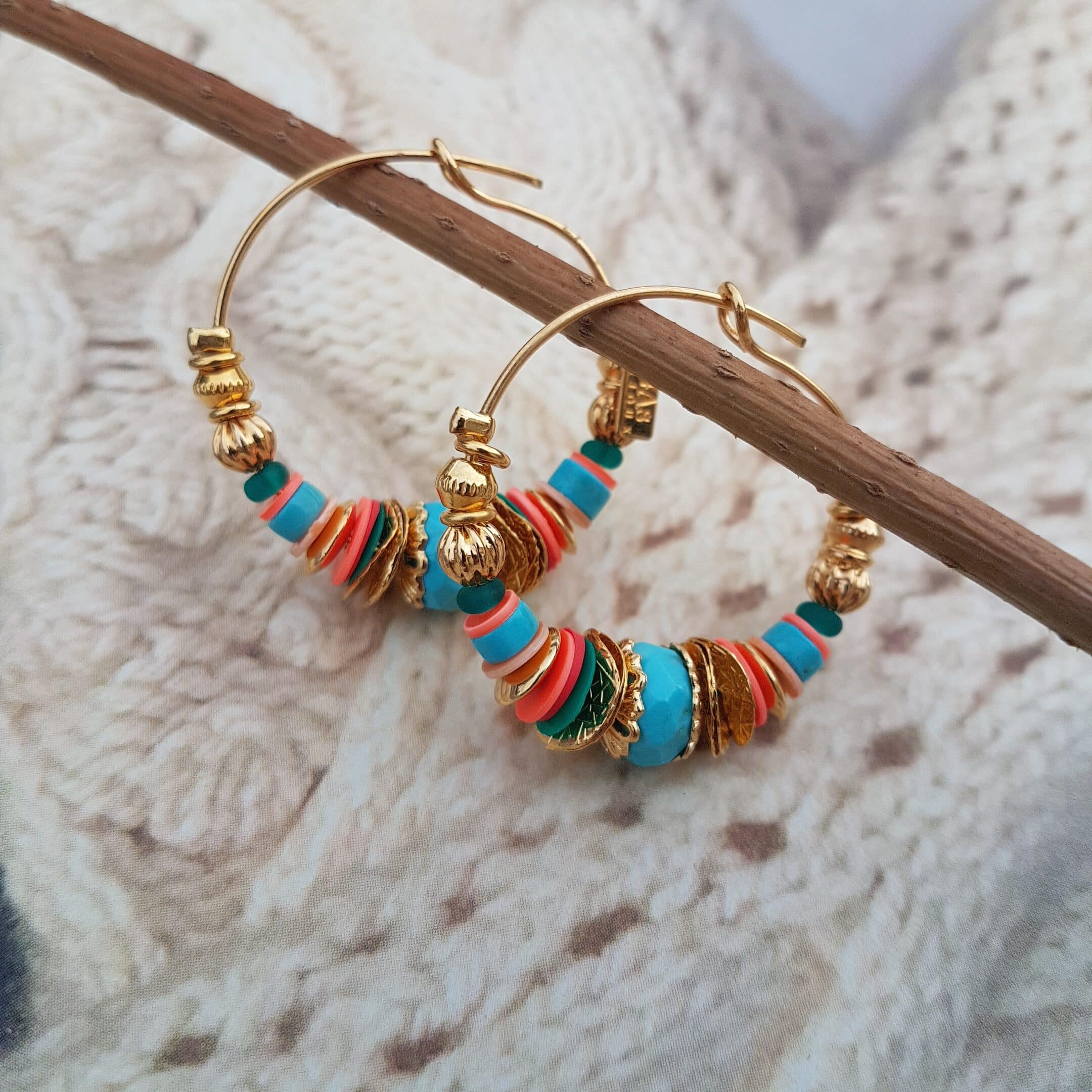 Boucles d'oreilles Aloha mini rouge et bleu