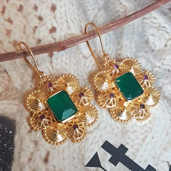 Boucles d'oreilles Ayanna en agate verte et améthyste