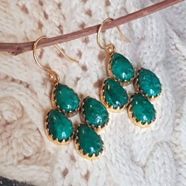 Boucles d'oreilles Noalie agate verte