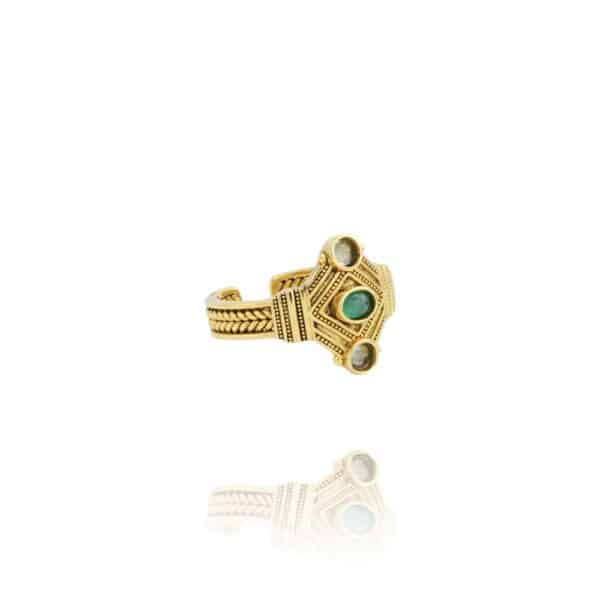 Bague Rory en tourmaline bleue et agate verte chez Dolitabis