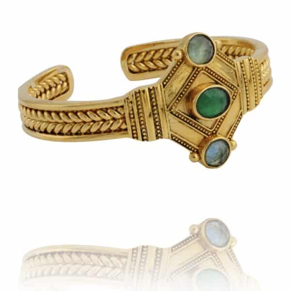 Manchette Rory tourmaline bleue et agate verte par LA2L