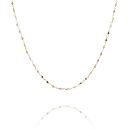 collier Inde tourmaline chaîne et perles pierres naturelles en tourmaline Une à Une bijoux