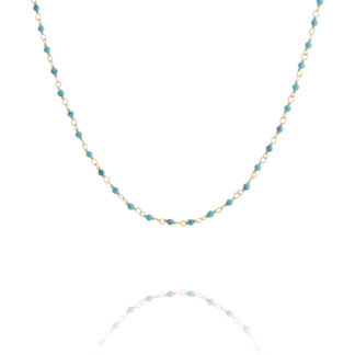 Collier chaîne perles turquoises une à une marque bijoux française