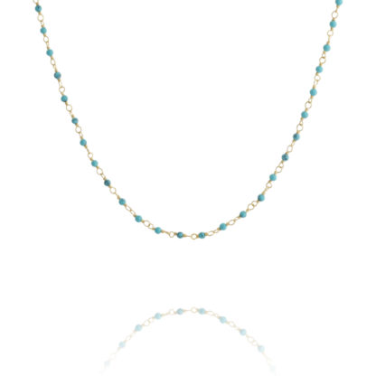 Collier chaîne perles turquoises une à une marque bijoux française