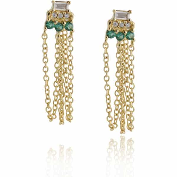 Boucles d'oreilles Annyssia en plaqué or et oxyde de zirconium vert