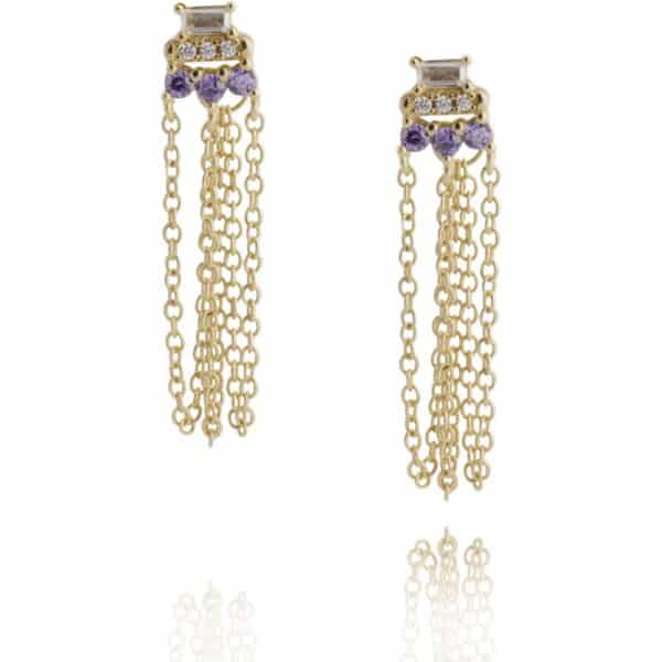 Boucles d'oreilles Annyssia en plaqué or et oxyde de zirconium violet