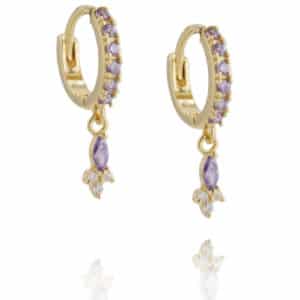 Boucles d'oreilles Alya en oxyde de zirconium violet
