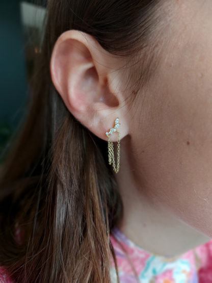 Boucles d'oreilles Aniela en plaqué or et oxyde de zirconium blanc