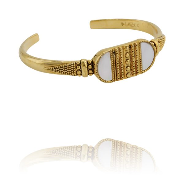Bracelet manchette femme Tor en nacre blanche par LA2L chez Dolita-bijoux