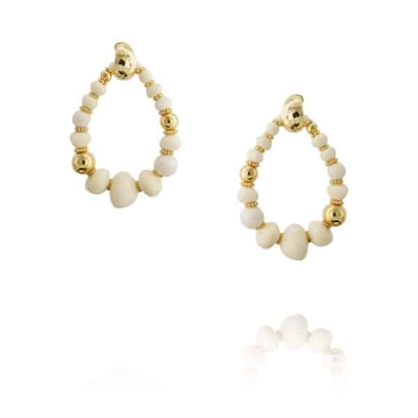 boucles d'oreilles femme dorées et ivoire par Gas bijoux chez Dolita-bijoux