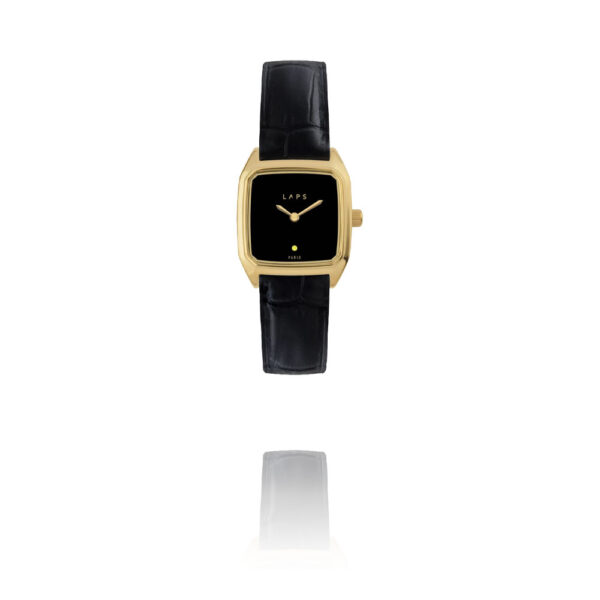 montre femme cuir noire classique chic par LAPS chez Dolita-bijoux