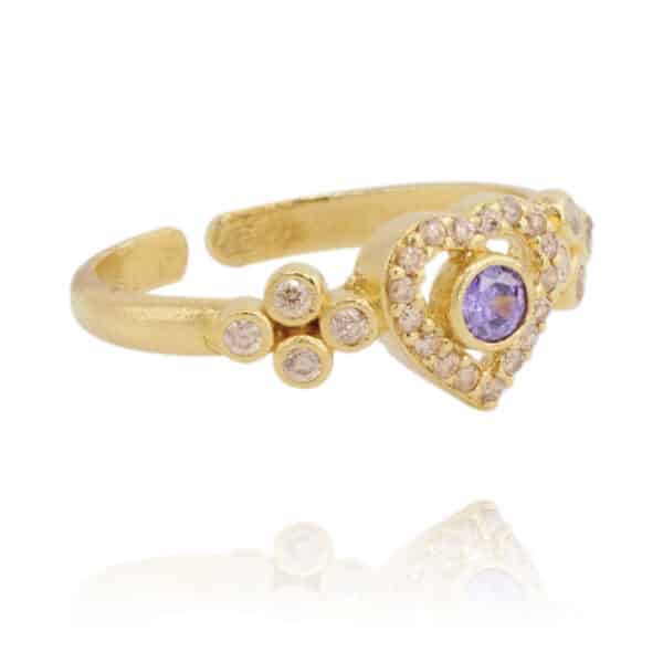 Bague coeur champagne et violet par virginie berman chez Dolita-bijoux