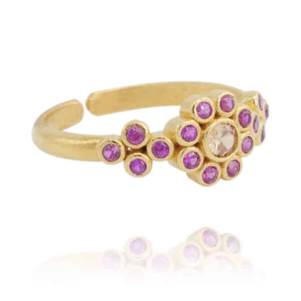 Bague Daisy rose et champagne par virginie berman chez Dolita-bijoux