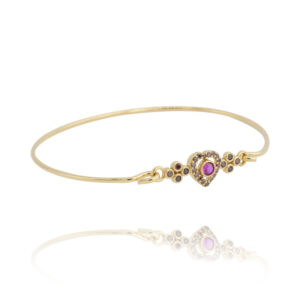 Bracelet jonc coeur rose par virginie berman chez Dolita-bijoux