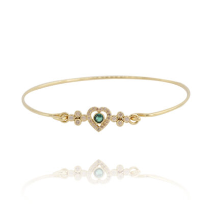 Bracelet jonc coeur vert par virginie berman chez Dolita-bijoux