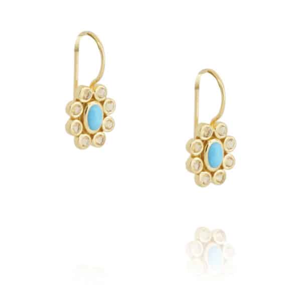 Boucles d'oreilles Katrina avec pierre turquoise et citrine par Dorothée Sausset chez Dolita-bijoux