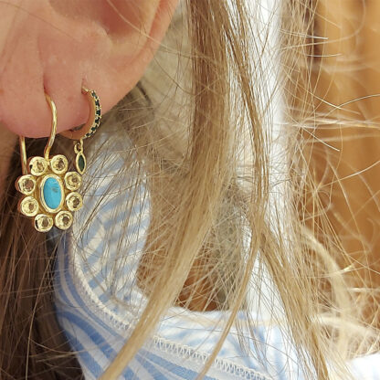 Boucles d'oreilles Katrina avec pierre turquoise et citrine par Dorothée Sausset chez Dolita-bijoux