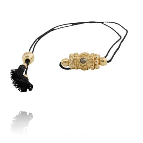 Bracelet Rakhi 1 Pyrite fil noir par Dorothée Sausset chez Dolita-bijoux