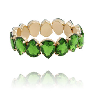 Bracelet fiona en métal doré et cristaux couleur vert chez Dolita-bijoux