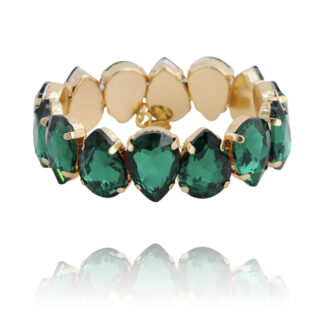 Bracelet fiona en métal doré et cristaux couleur vert emeraude chez Dolita-bijoux