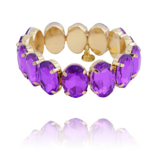 Bracelet fiona en métal doré et cristaux couleur violet chez Dolita-bijoux