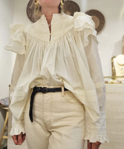 chemise blouse blanche bohème à volants femme mode tendance marque française virginie de vins ter chez Dolitabis