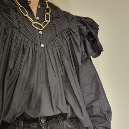 chemise blouse noire bohème à volants femme mode tendance marque française virginie de vins ter chez Dolitabis