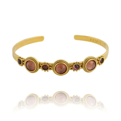 bracelet jonc Jasmine en pierre tourmaline rose et grenat par La2L chez Dolita-bijoux