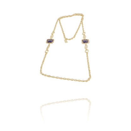 Sautoir Adilia en laiton plaqué Or et cristal Violet par Virginie Berman chez Dolita-bijoux