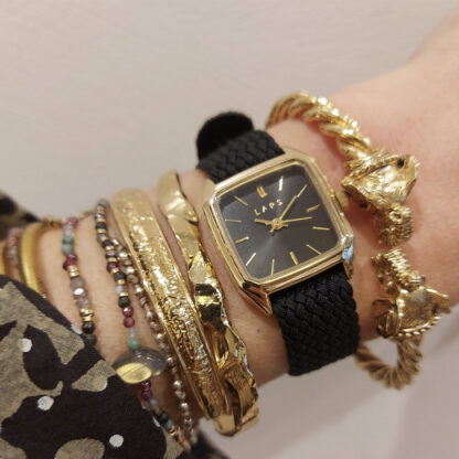 Montre Prima nova noir avec bracelet bleu nuit par LAPS chez Dolita-bijoux