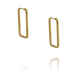 Boucle d'oreille Simon rectangulaire dorées à l'or fin 24 carat par Caroline Nadjman chez Dolita-bijoux