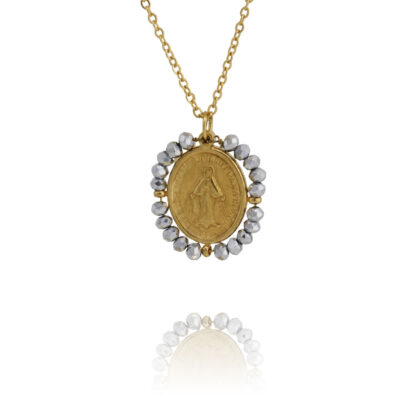 Collier médaille argenté ovale chez Dolita-bijoux