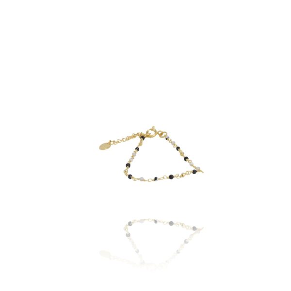 Bracelet tendance femme chaîne pierres naturelles noir et blanc Une à Une chez dolitabis