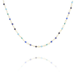 collier tendance femme chaîne pierres naturelles bleu Une à Une chez dolitabis