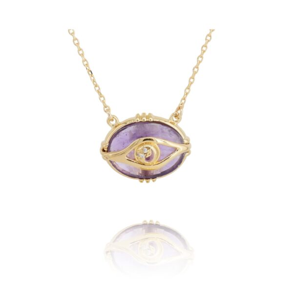 Collier Oeil en améthyste par Au Fil de Lo chez Dolita-bijoux