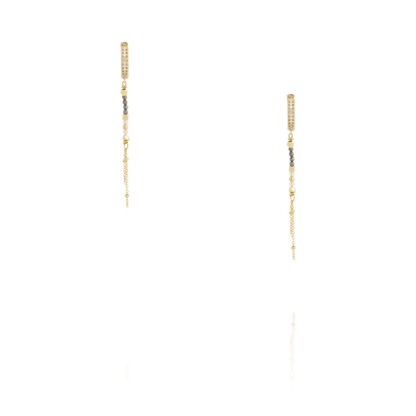Boucles d'oreilles créoles Kiana dorées et pierre cristal par petite madame chez Dolita-bijoux
