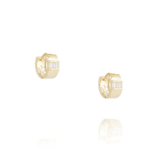Boucles d'oreilles créoles dorées Mily avec zircon blanc par Taly chez Dolita-bijoux