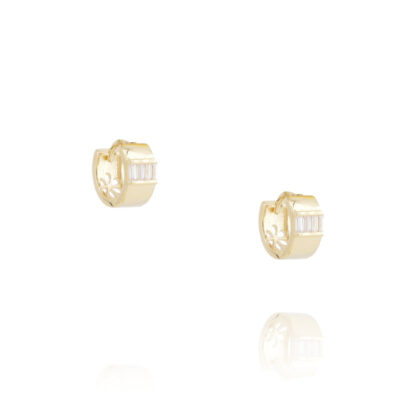 Boucles d'oreilles créoles dorées Mily avec zircon blanc par Taly chez Dolita-bijoux