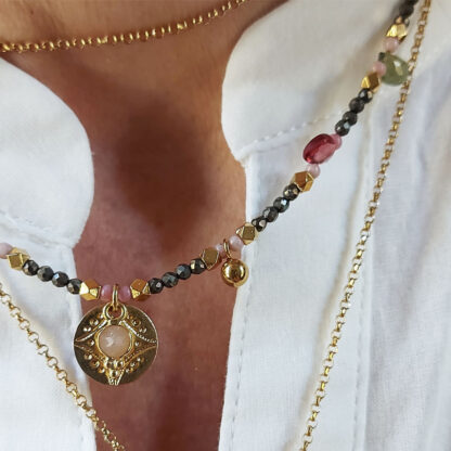 collier edena en pyrite et tourmaline par Petite Madame chez Dolita-bijoux